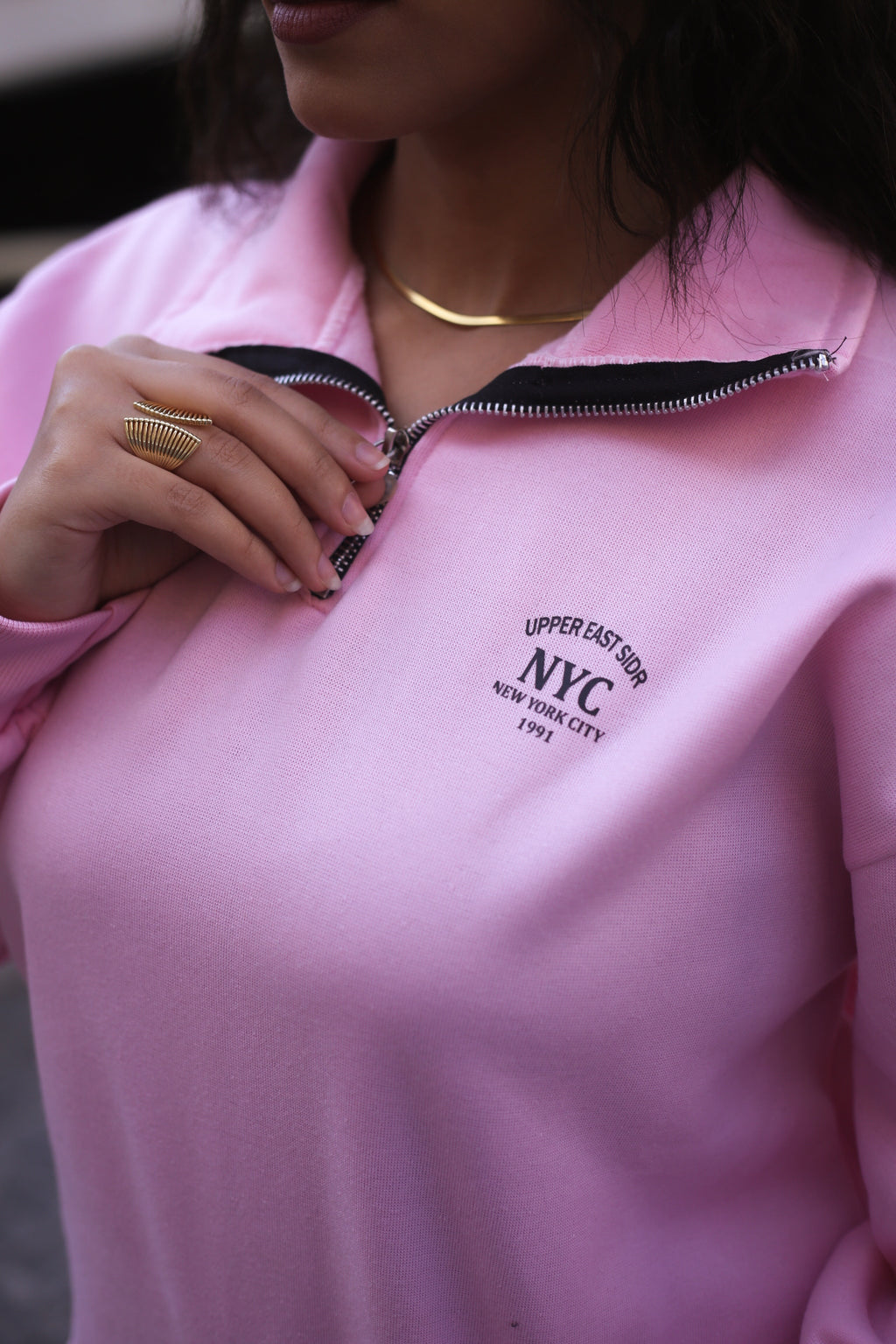 Pink High-Neck Hoodie