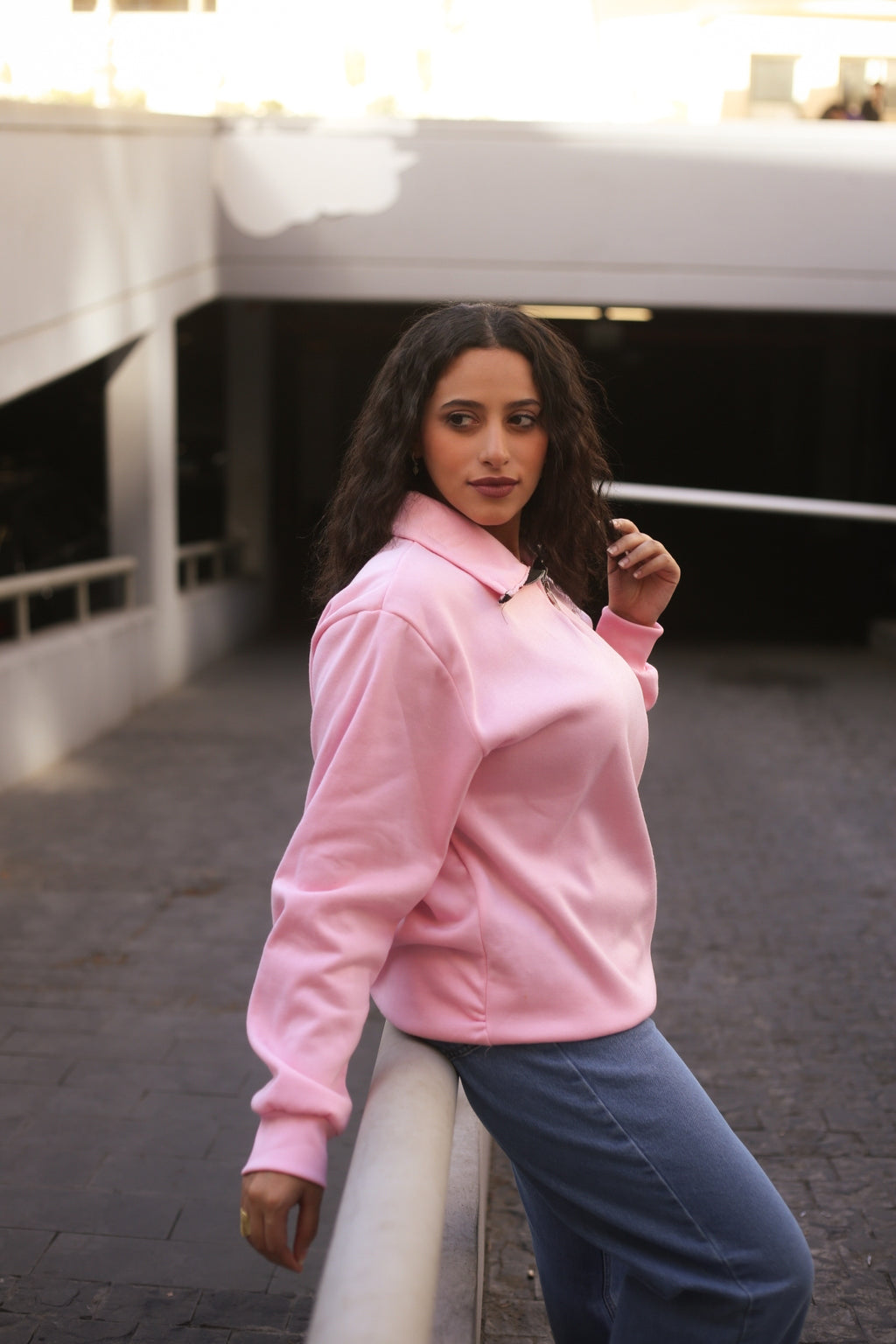 Pink High-Neck Hoodie