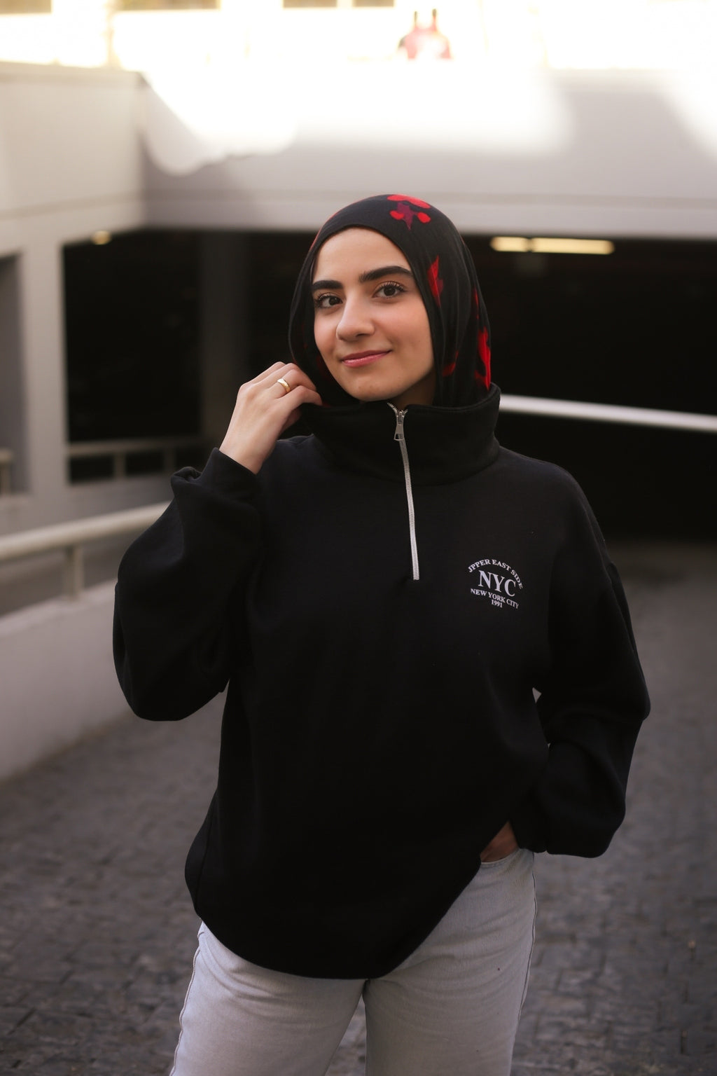 Black High-Neck Hoodie