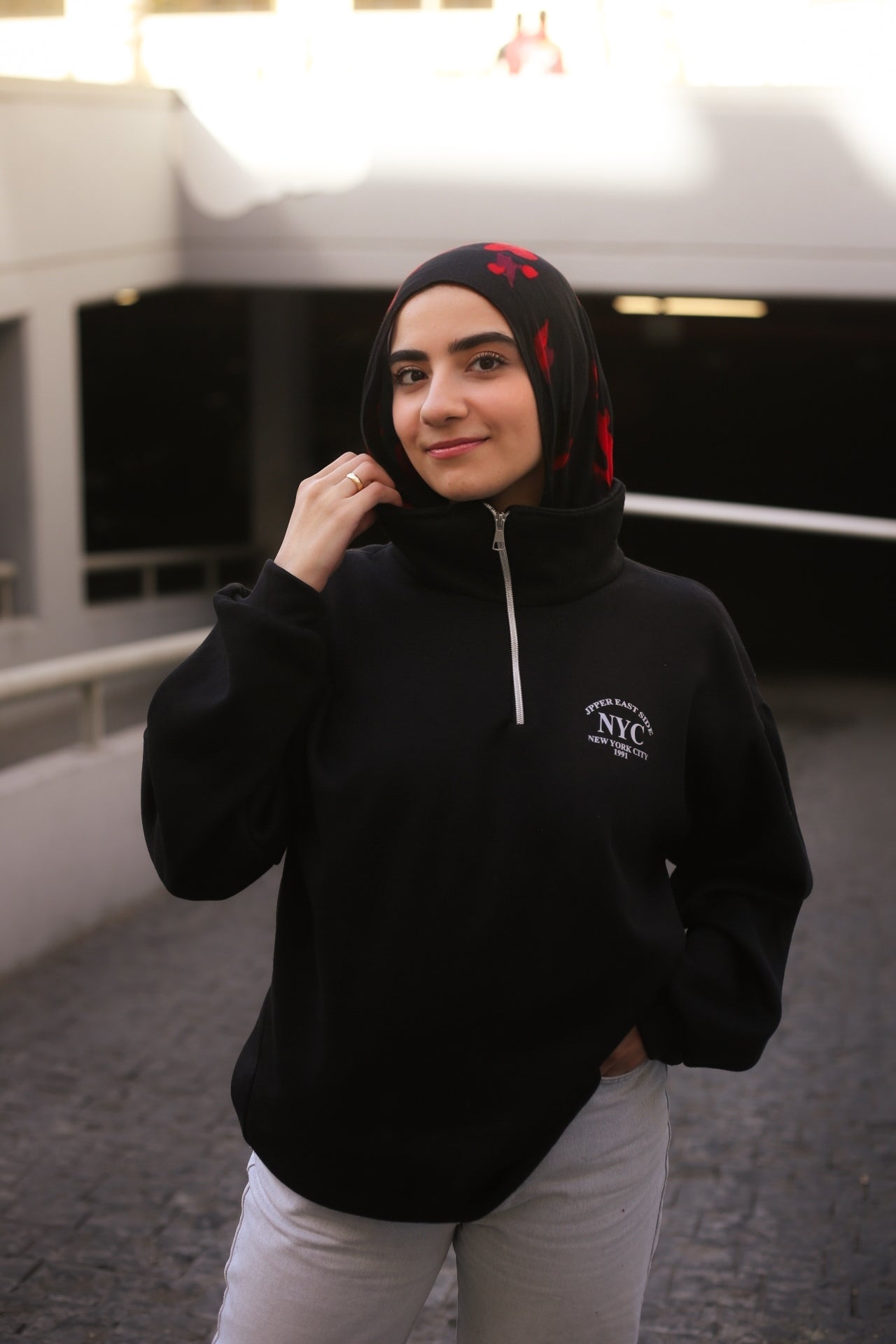 Black High-Neck Hoodie
