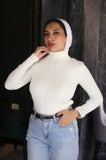 White Knit Basic Pullover