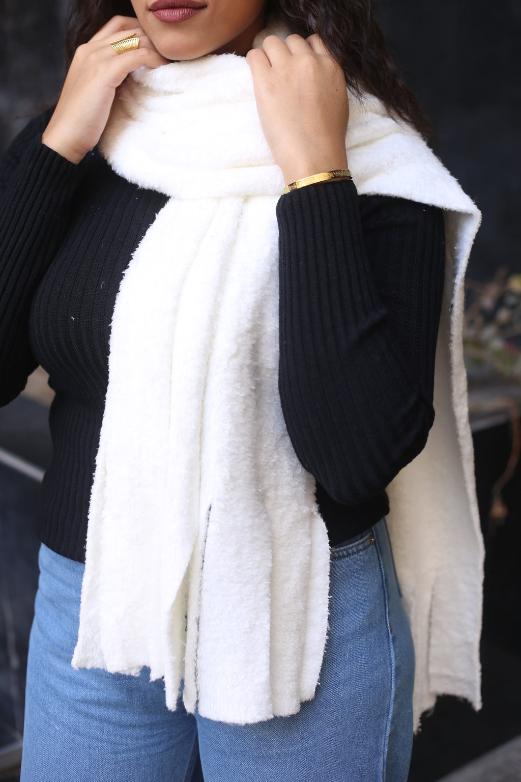 White Fur Scarf