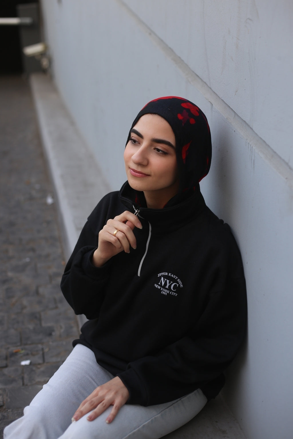 Black High-Neck Hoodie
