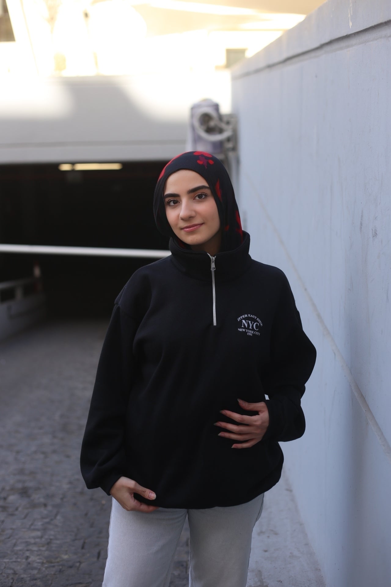 Black High-Neck Hoodie