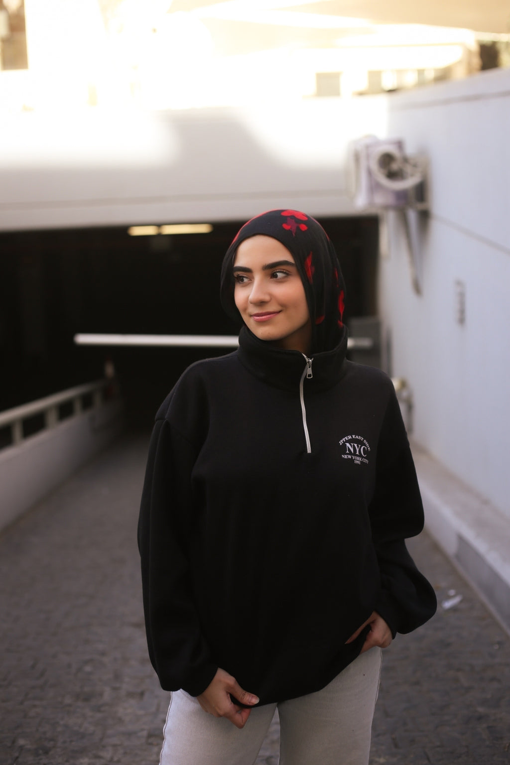 Black High-Neck Hoodie