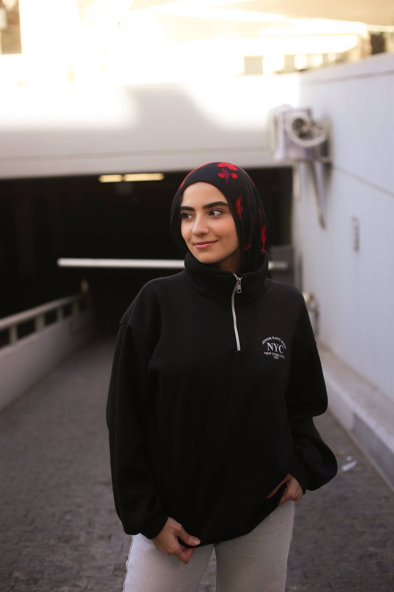 Black High-Neck Hoodie