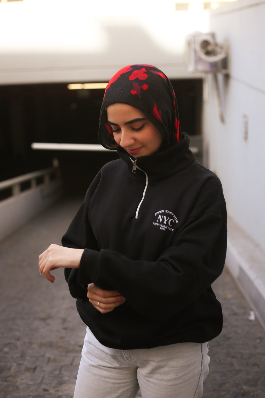 Black High-Neck Hoodie