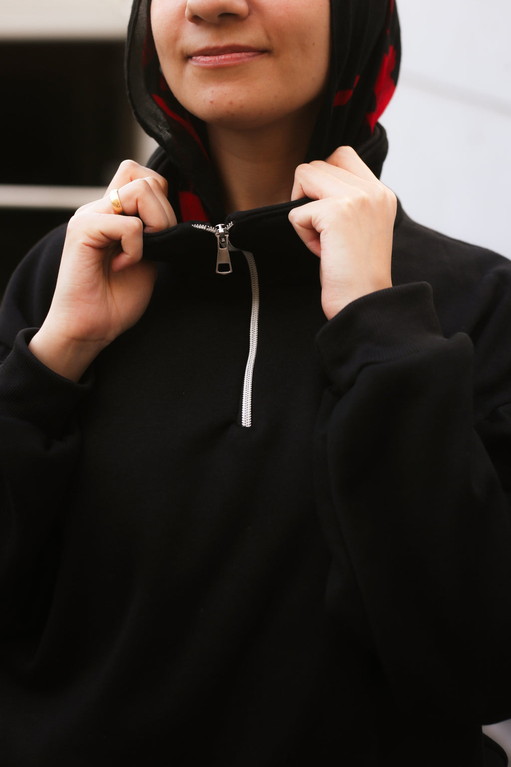 Black High-Neck Hoodie